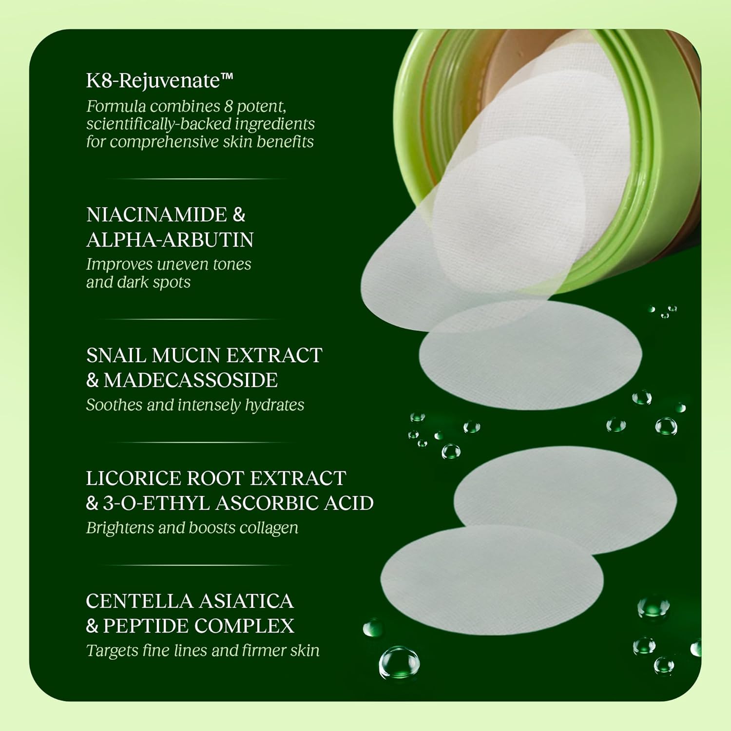 Jiyu Korean Skincare Anti-Aging, Dark Spot & Wrinkle Minimizing Toner Pads