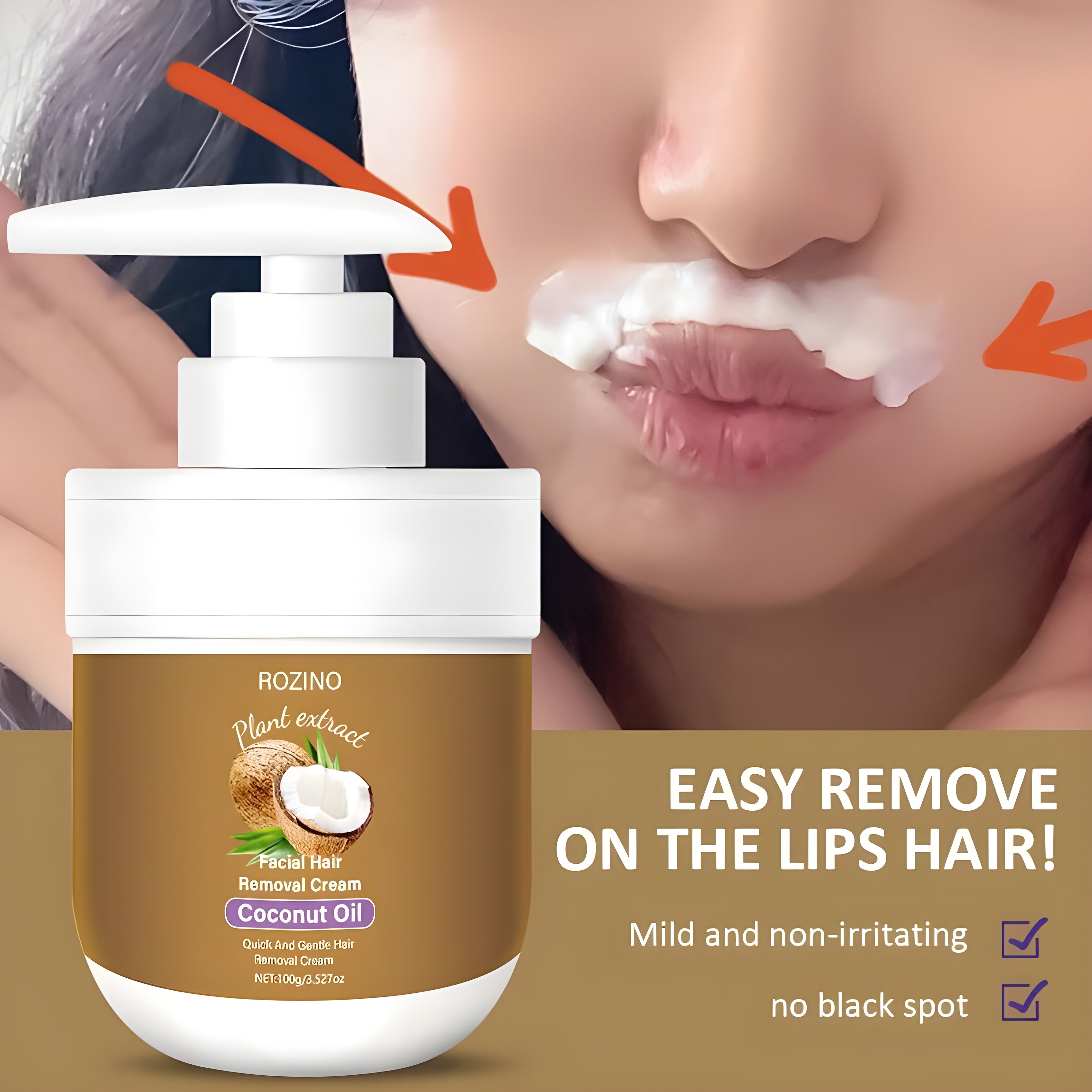 Crema Depilatoria Facial con Aceite de Coco